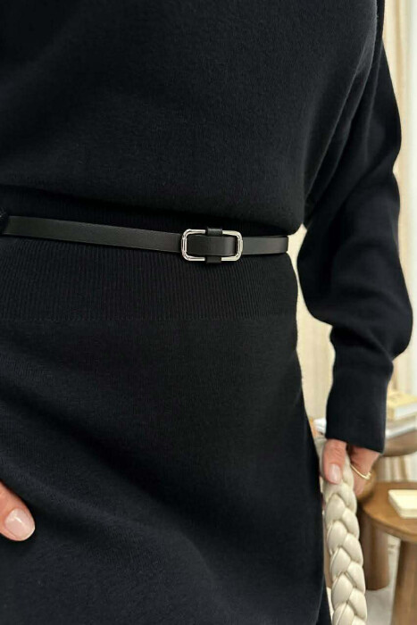 LONG SLEEVE BELT DETAIL WOMAN DRESS BLACK/ E ZEZE - 2