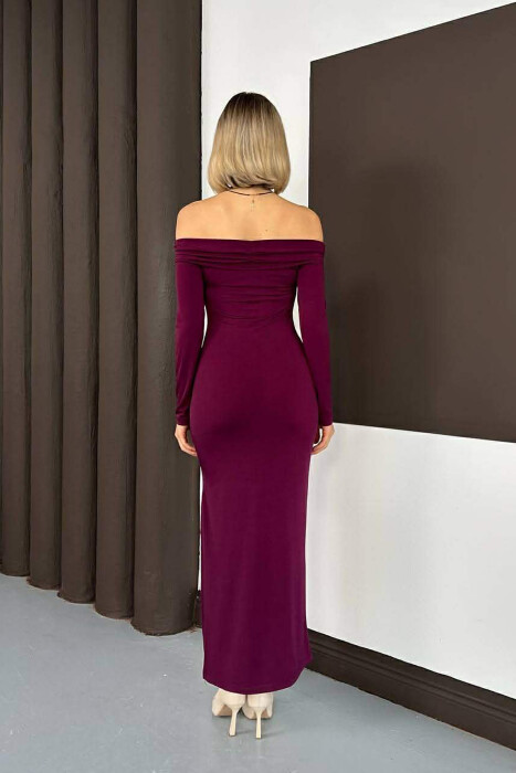 LONG SLEEVE SHOULDERS OFF WOMAN DRESS PURPLE/LEJLA - 3