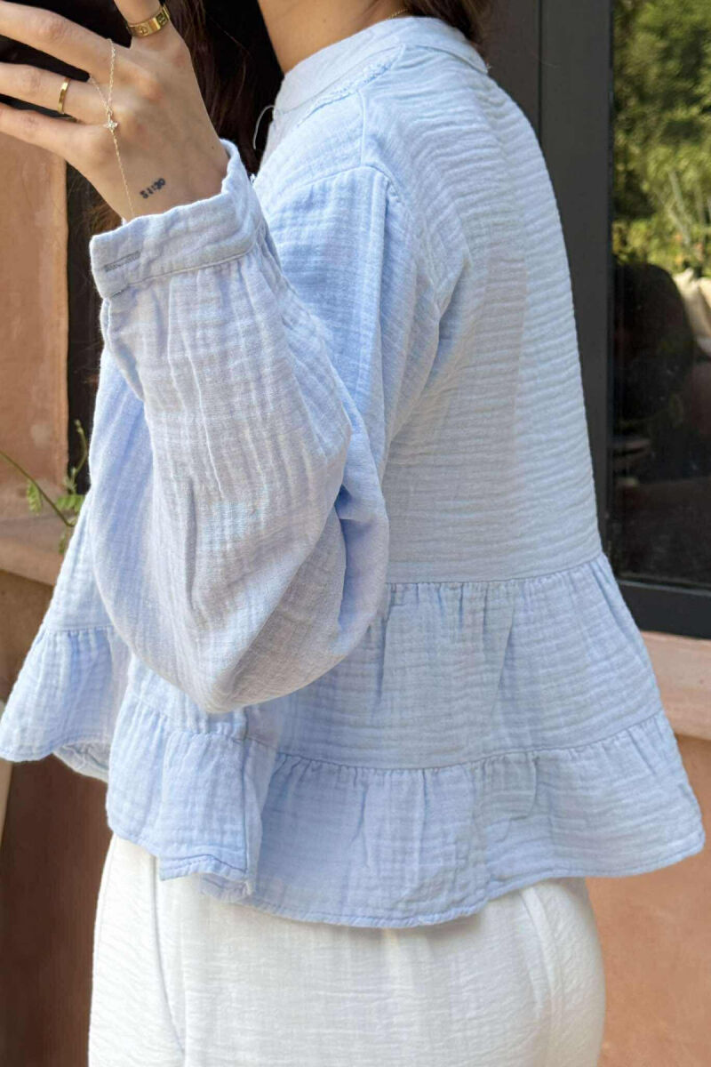 LONG SLEEVES ONE COLOR WOMEN SHIRT BABY BLUE/BLU BY - 3