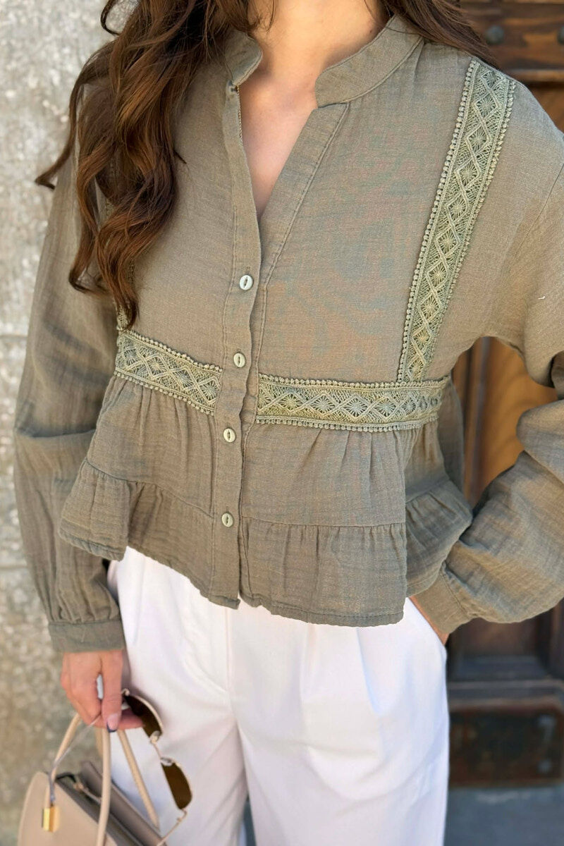 LONG SLEEVES ONE COLOR WOMEN SHIRT GREEN/JESHILE - 2