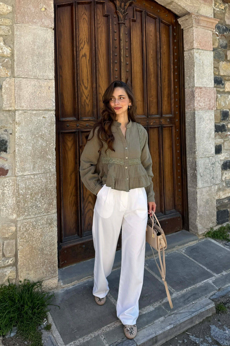 LONG SLEEVES ONE COLOR WOMEN SHIRT GREEN/JESHILE - 3