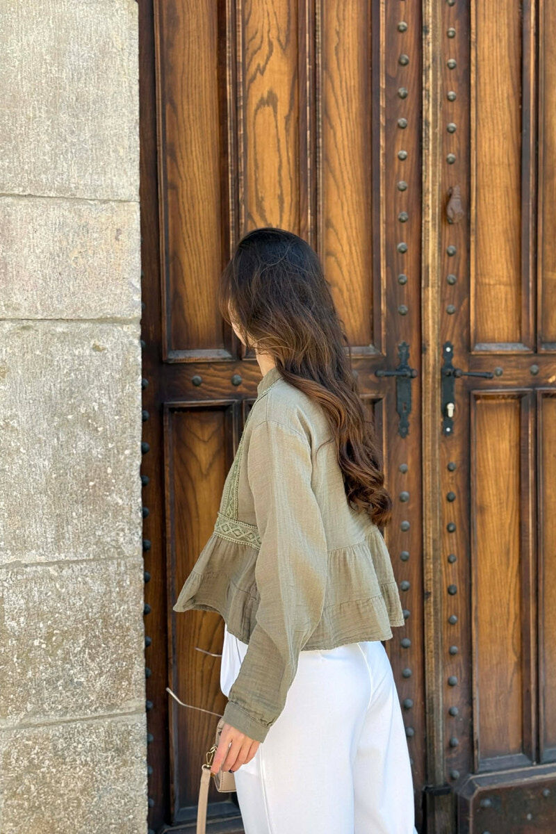 LONG SLEEVES ONE COLOR WOMEN SHIRT GREEN/JESHILE - 4