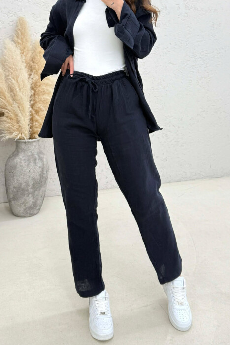 LONG SLEEVES SHIRT+TROUSERS SIMPLE WOMEN SET BLUE/BLU - 3