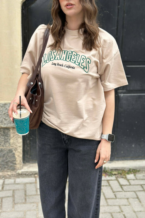 LOS ANGELES FRONT WRITTINGS WOMEN T-SHIRT BEIGE/BEZHE - 2
