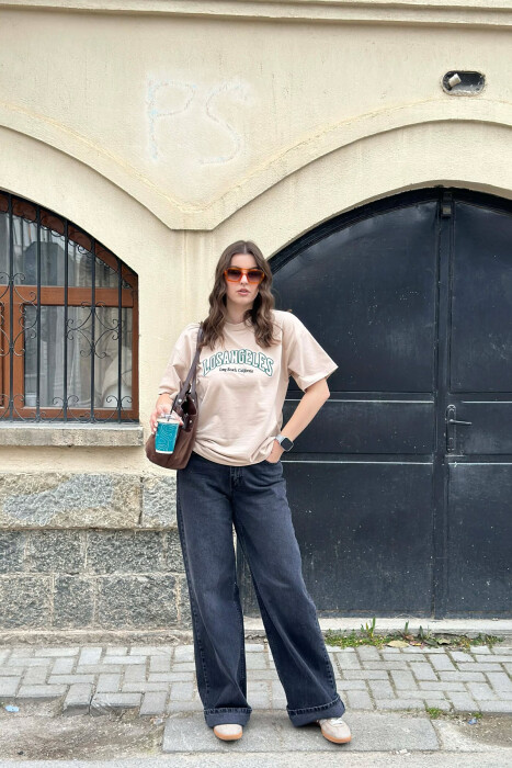 LOS ANGELES FRONT WRITTINGS WOMEN T-SHIRT BEIGE/BEZHE - 3