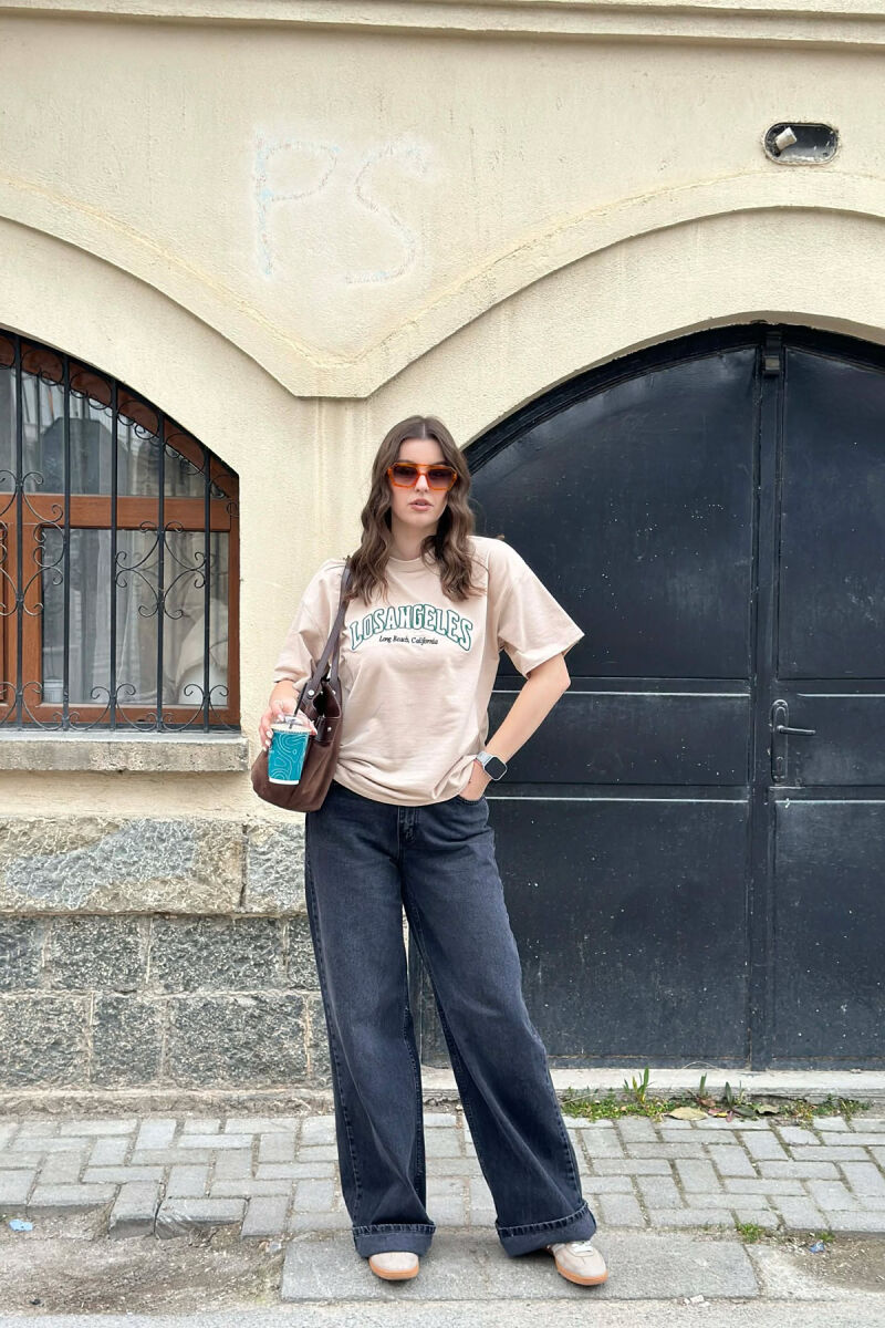 LOS ANGELES FRONT WRITTINGS WOMEN T-SHIRT BEIGE/BEZHE - 3