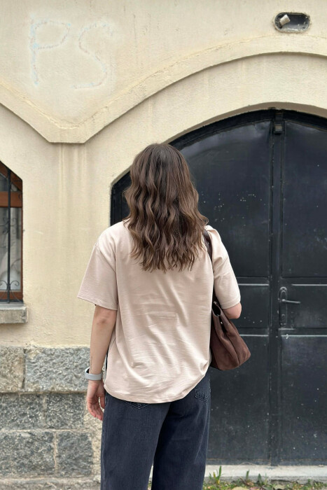 LOS ANGELES FRONT WRITTINGS WOMEN T-SHIRT BEIGE/BEZHE - 4