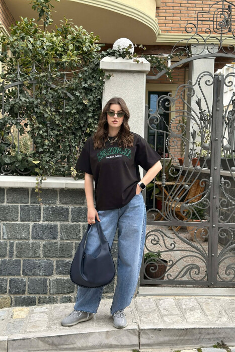 LOS ANGELES FRONT WRITTINGS WOMEN T-SHIRT BLACK/ E ZEZE - 4