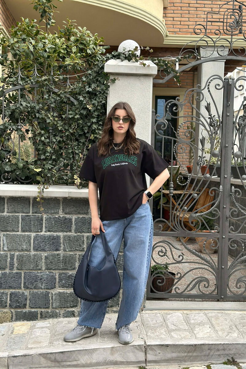 LOS ANGELES FRONT WRITTINGS WOMEN T-SHIRT BLACK/ E ZEZE - 4