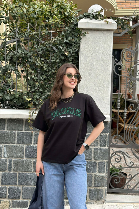 LOS ANGELES FRONT WRITTINGS WOMEN T-SHIRT BLACK/ E ZEZE - 