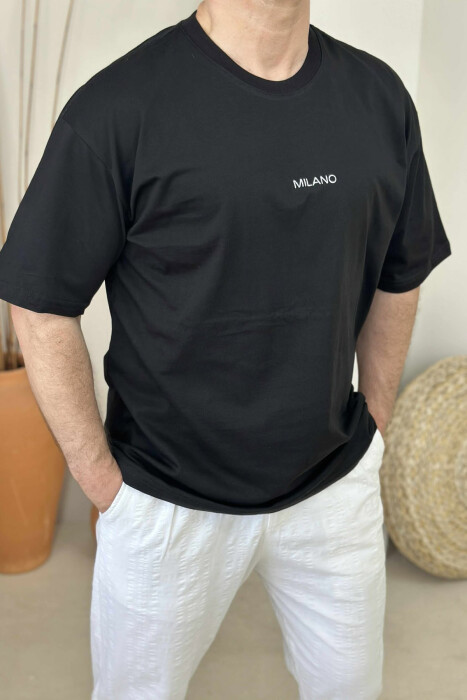 MILANO FRONT WRITTING MEN T-SHIRT BLACK/ E ZEZE - 3