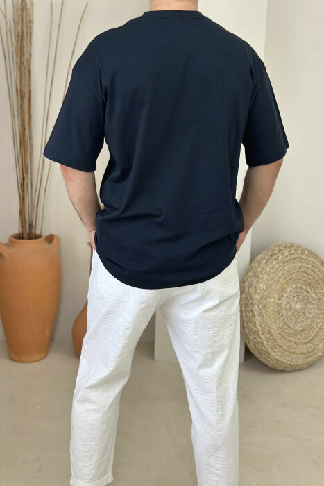 MILANO FRONT WRITTING MEN T-SHIRT DARK BLUE/BEE - 2