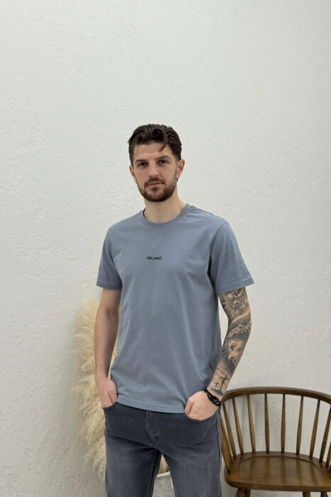 MILANO FRONT WRITTING MEN T-SHIRT GREY ASH/GRI HIRI - 1
