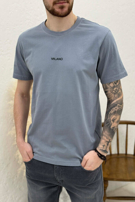 MILANO FRONT WRITTING MEN T-SHIRT GREY ASH/GRI HIRI - 3