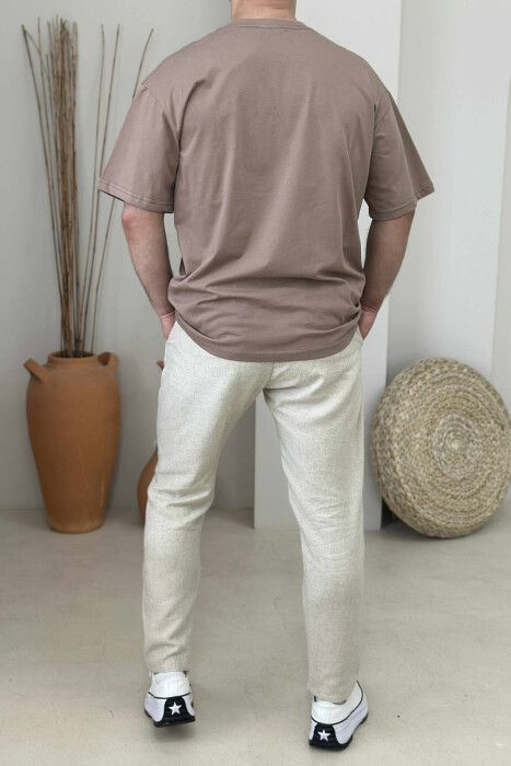 MILANO FRONT WRITTING MEN T-SHIRT LIGHT BROWN/KAZB - 2