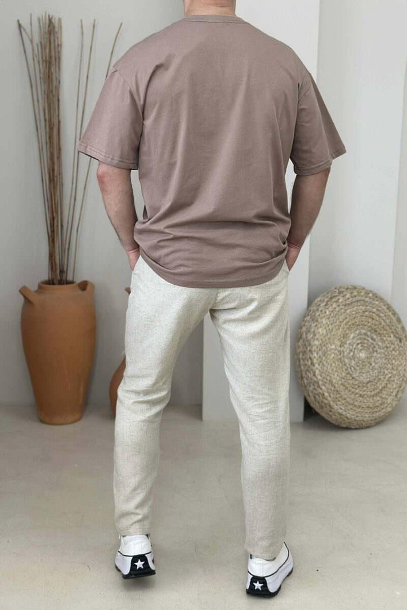 MILANO FRONT WRITTING MEN T-SHIRT LIGHT BROWN/KAZB - 2