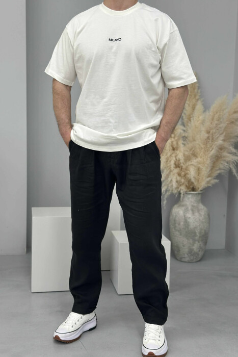 MILANO FRONT WRITTING MEN T-SHIRT WHITE-E BARDHE 