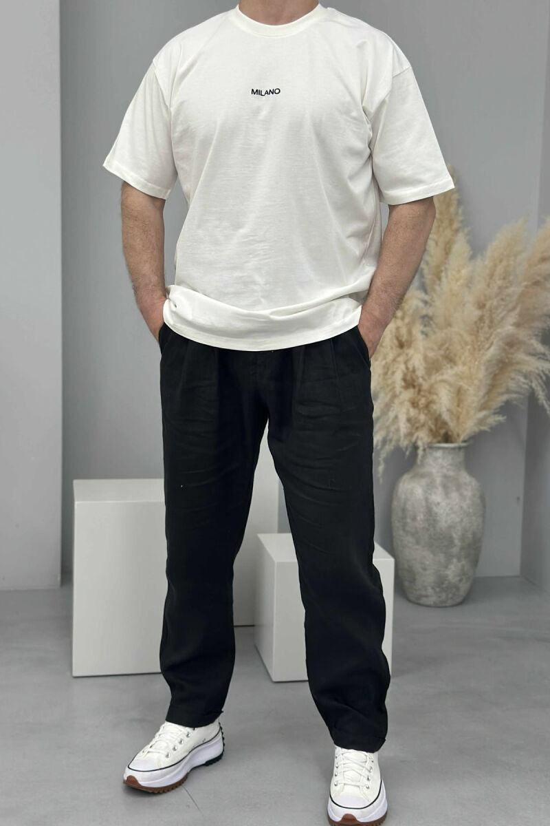 MILANO FRONT WRITTING MEN T-SHIRT WHITE-E BARDHE - 1