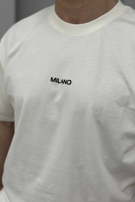 MILANO FRONT WRITTING MEN T-SHIRT WHITE-E BARDHE - 2