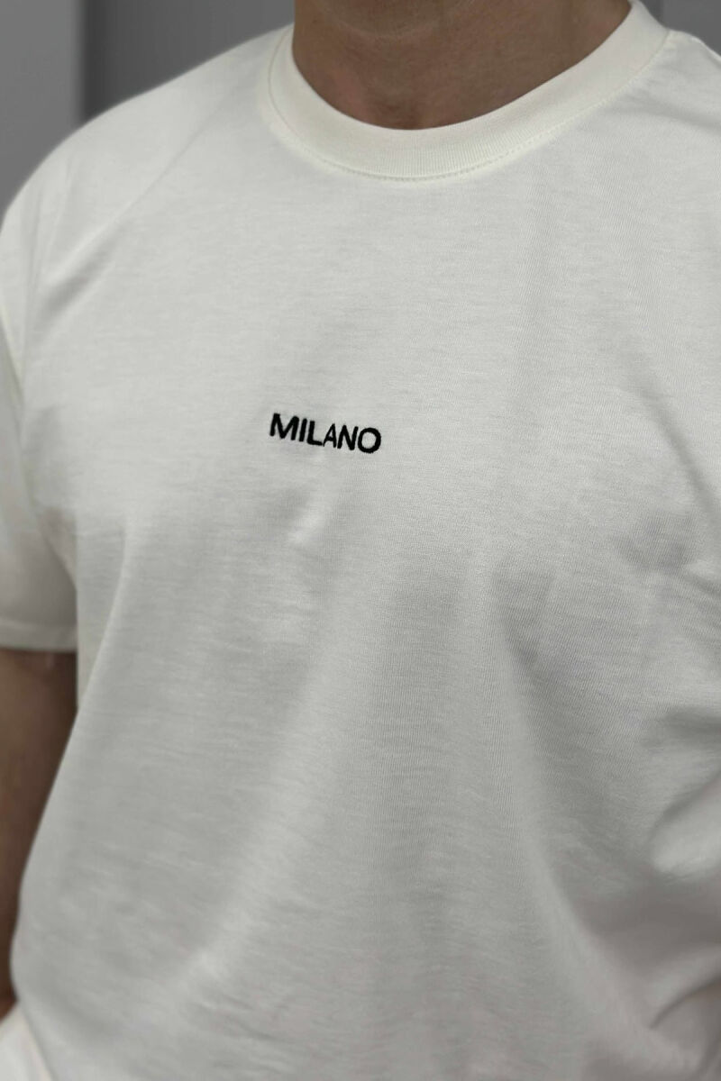 MILANO FRONT WRITTING MEN T-SHIRT WHITE-E BARDHE - 2
