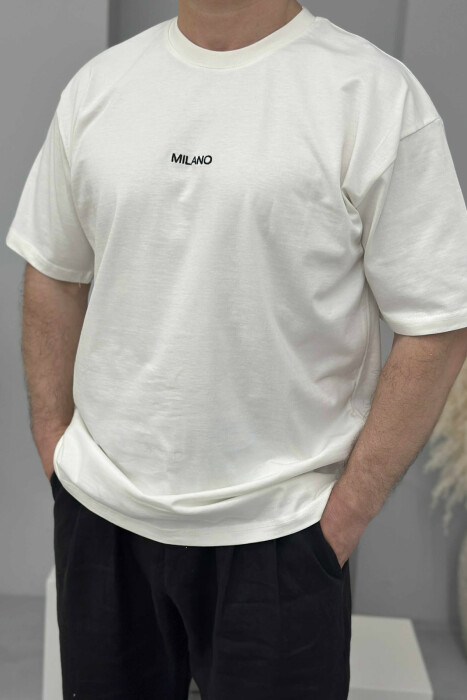 MILANO FRONT WRITTING MEN T-SHIRT WHITE-E BARDHE - 3