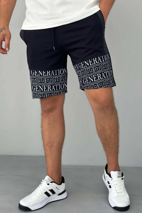 NEW GENERATION ZIPPER POCKETS MEN SHORTS DARK BLUE/BEE 