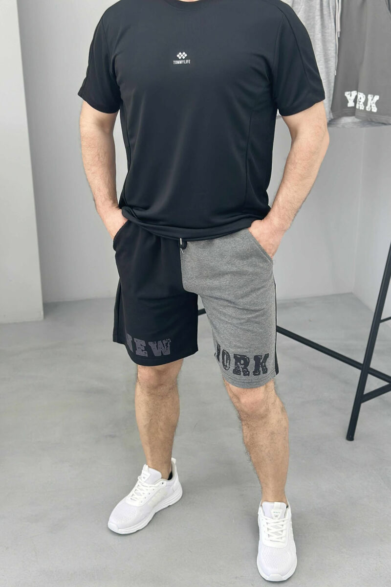 NEW YORK WRITTING MEN SHORT SWEATPANTS BLACK/ E ZEZE - 2
