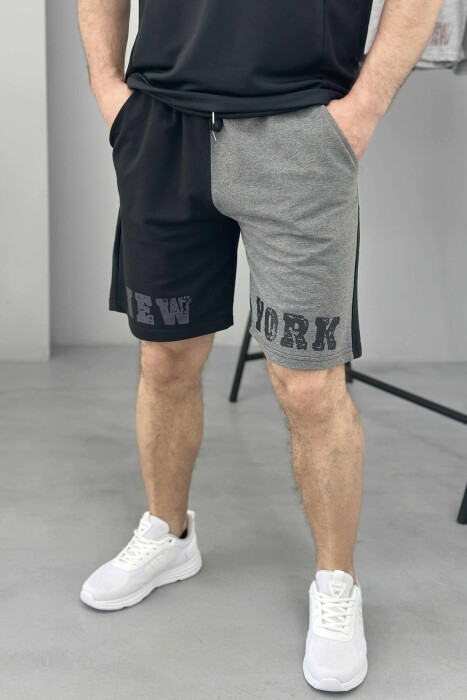 NEW YORK WRITTING MEN SHORT SWEATPANTS BLACK/ E ZEZE - 3