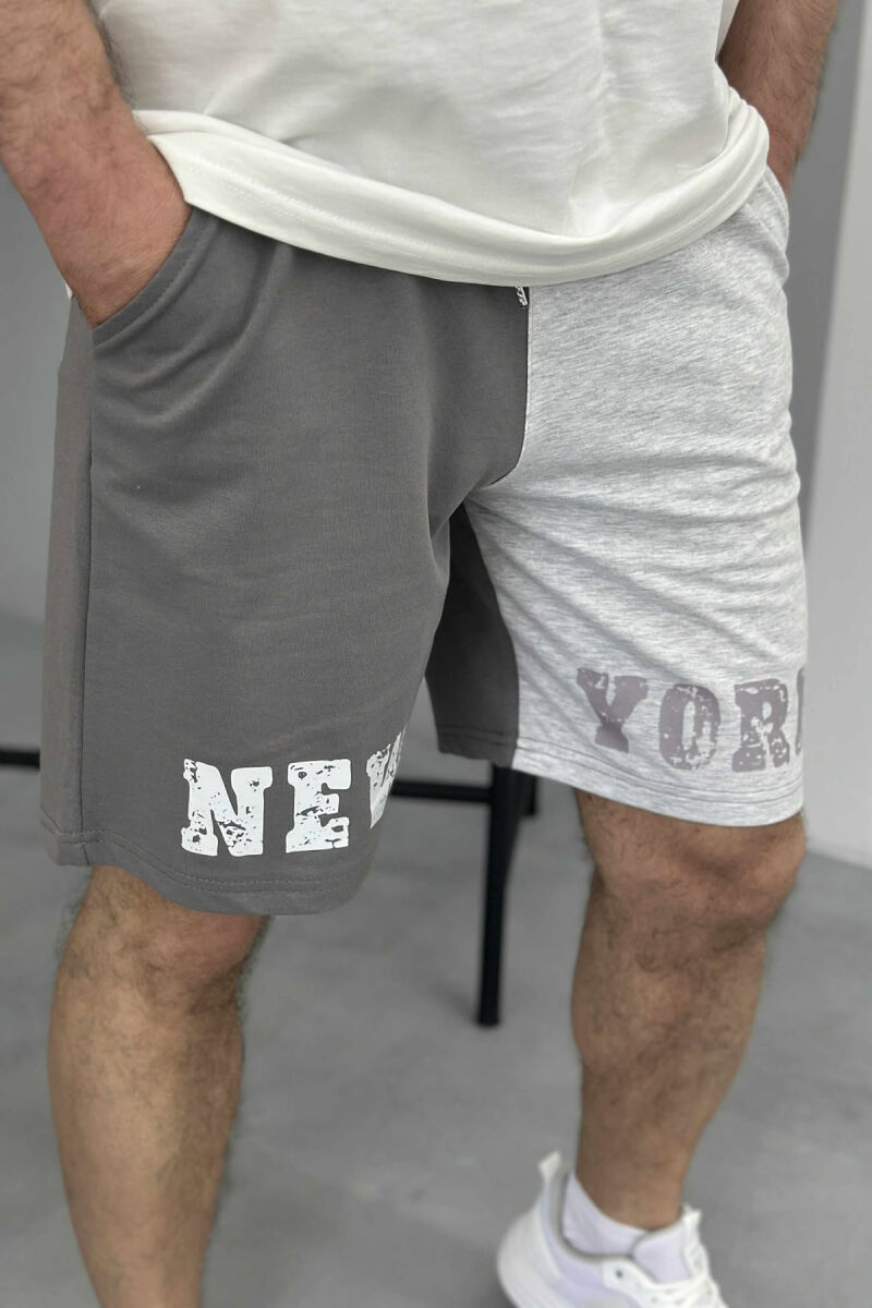 NEW YORK WRITTING MEN SHORT SWEATPANTS DARK GREY/GEE - 2