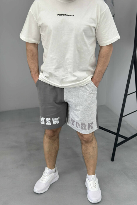 NEW YORK WRITTING MEN SHORT SWEATPANTS DARK GREY/GEE - 3