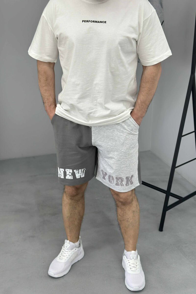 NEW YORK WRITTING MEN SHORT SWEATPANTS DARK GREY/GEE - 3
