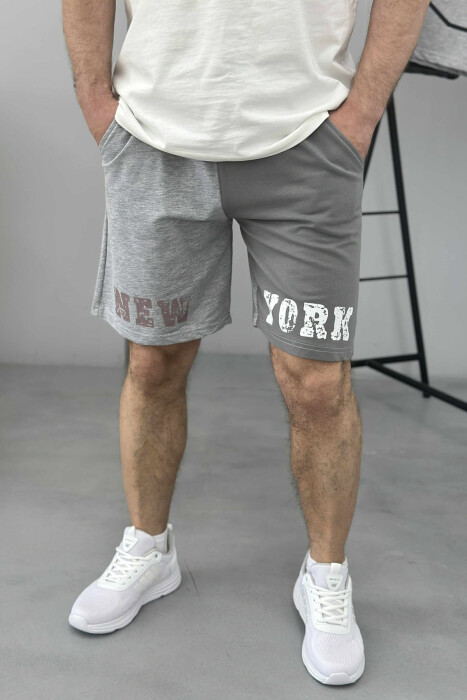 NEW YORK WRITTING MEN SHORT SWEATPANTS GREY/GRI - 1