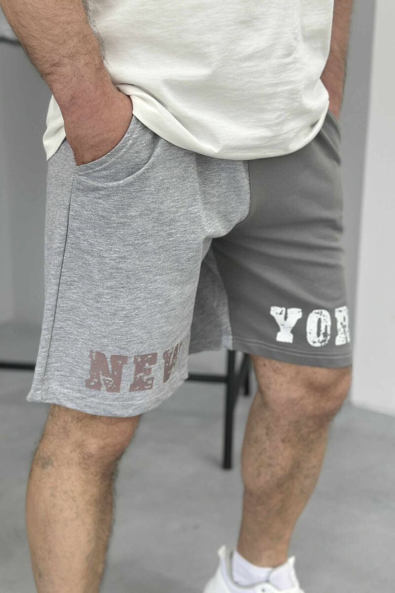 NEW YORK WRITTING MEN SHORT SWEATPANTS GREY/GRI - 2