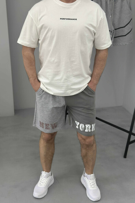 NEW YORK WRITTING MEN SHORT SWEATPANTS GREY/GRI - 3