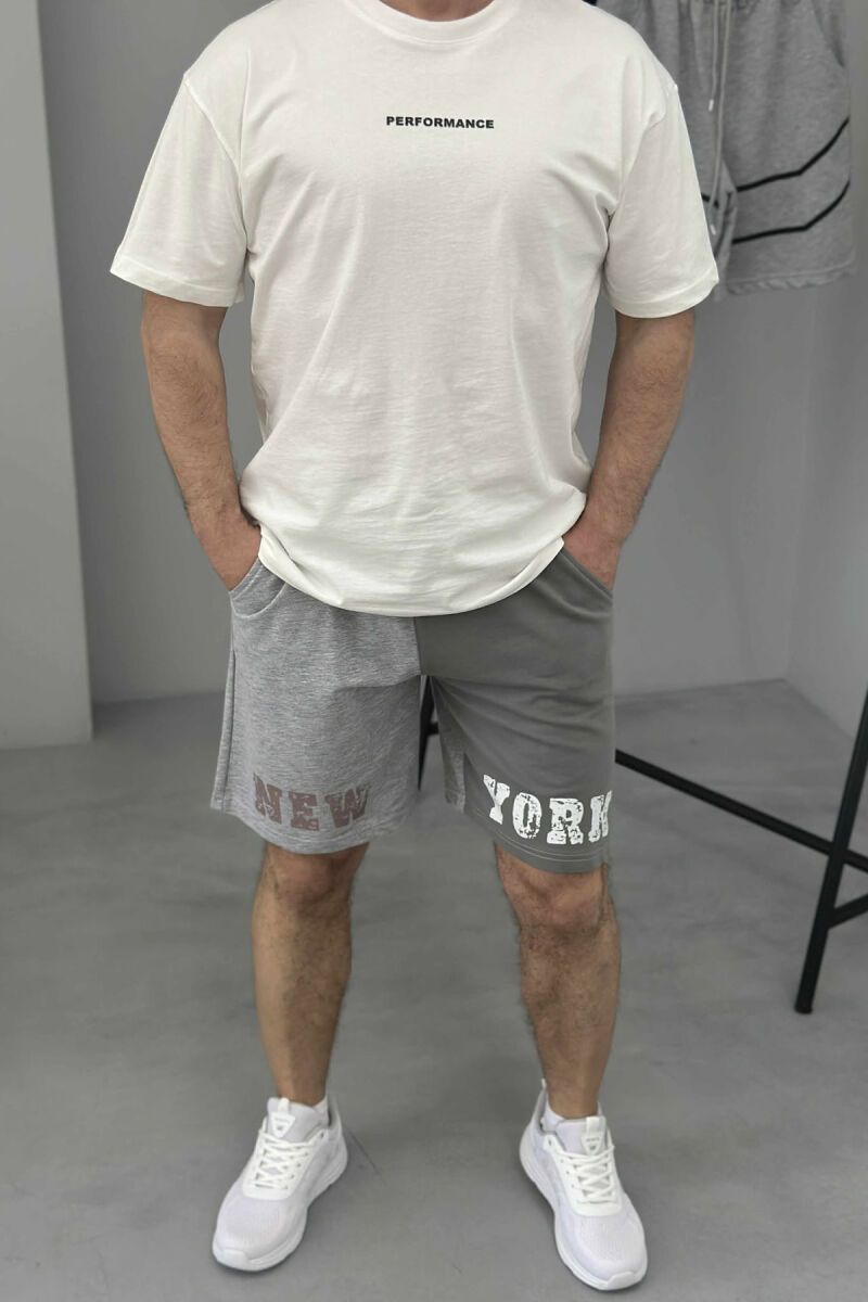 NEW YORK WRITTING MEN SHORT SWEATPANTS GREY/GRI - 3