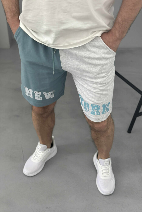 NEW YORK WRITTING MEN SHORT SWEATPANTS LIGHT GREY/GZ 