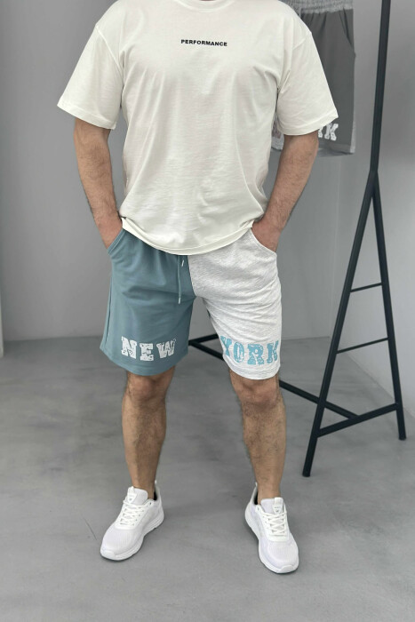 NEW YORK WRITTING MEN SHORT SWEATPANTS LIGHT GREY/GZ - 2