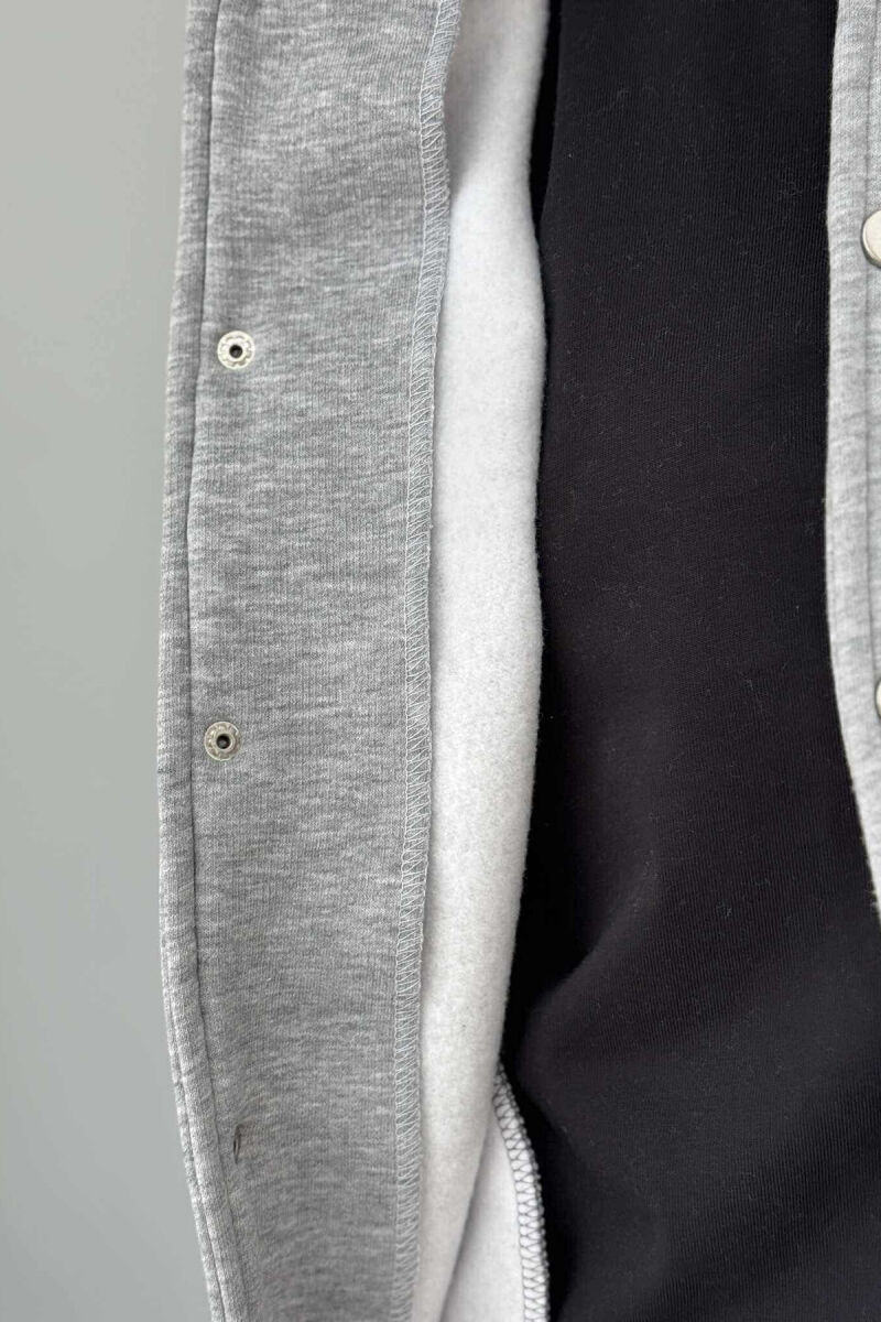 NY LOGO SIMPLE FLUFFY BOMBER WOMEN JACKET BLACK-GREY/ZEGR - 5