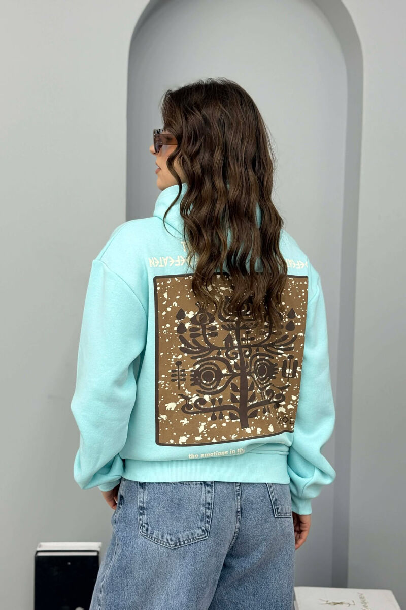 ONE COLOR BACK DESIGN FLUFFY WOMEN HOODIE BABY BLUE/BLU BY - 3