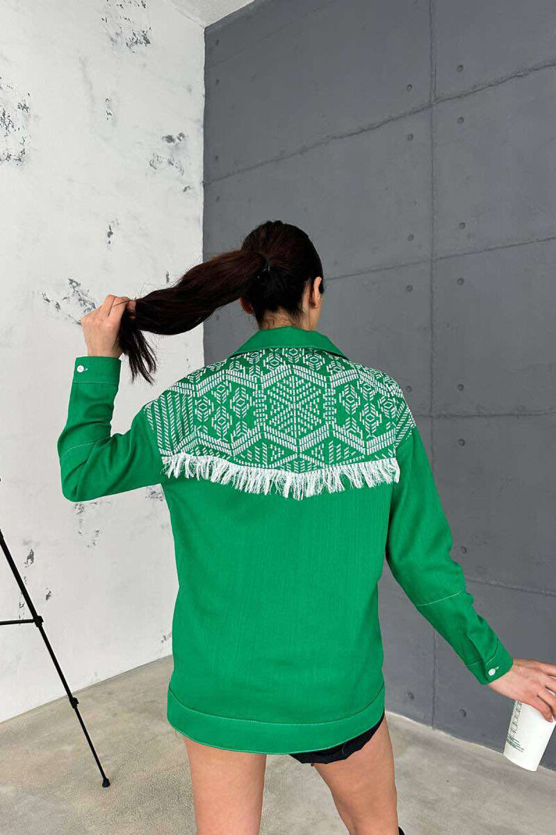 ONE COLOR BACK KNITTED DESIGN WOMEN SHIRT GREEN/JESHILE - 2