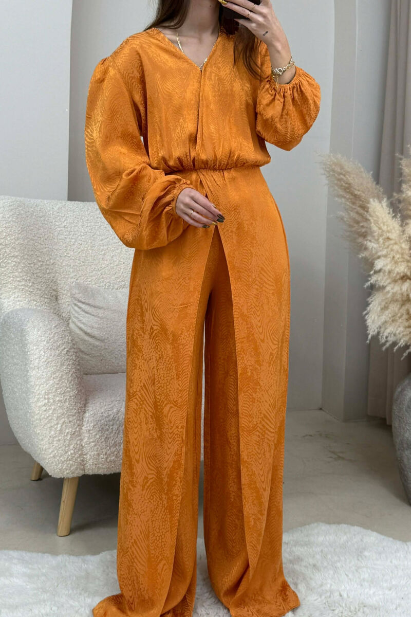 ONE COLOR BACK ZIPPER DETAIL WOMEN JUMPSUIT MUSTARD/MUSTARDE - 4