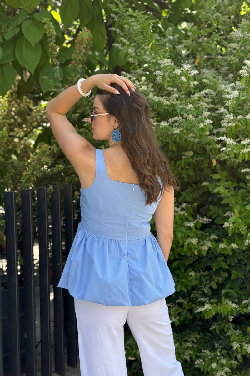 ONE COLOR BACK ZIPPER WOMEN TANK TOP LIGHTBLUE/BZ - 6