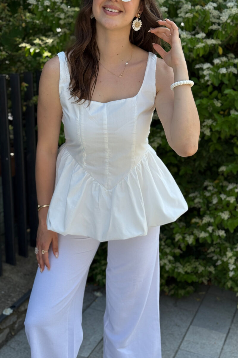 ONE COLOR BACK ZIPPER WOMEN TANK TOP WHITE-E BARDHE - 2