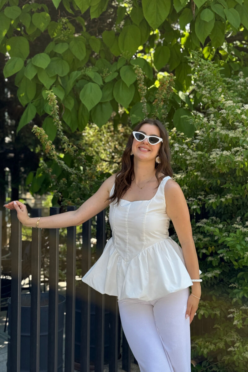 ONE COLOR BACK ZIPPER WOMEN TANK TOP WHITE-E BARDHE - 3