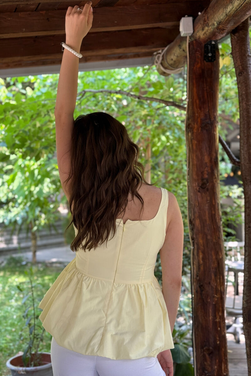 ONE COLOR BACK ZIPPER WOMEN TANK TOP YELLOW/E VERDHE - 3