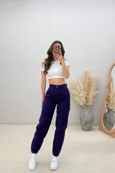 ONE COLOR BALLON WOMAN JEANS PURPLE/LEJLA - KLAUDIO FASHION