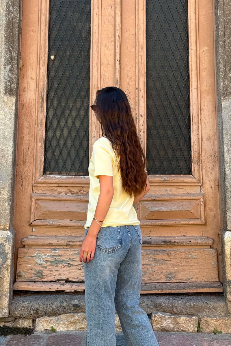 ONE COLOR BEAR LOGO & WRITTINGS WOMAN T-SHIRT LEMON/ LIMON - 6