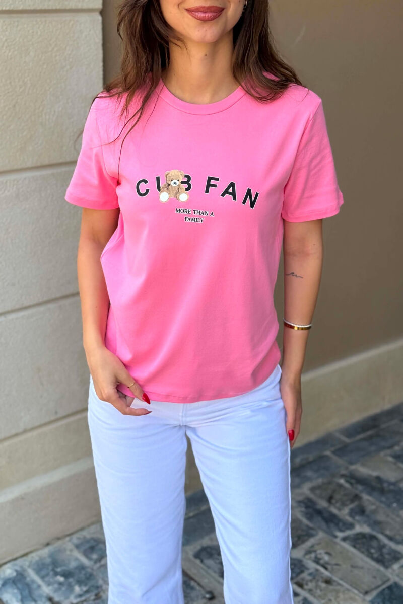 ONE COLOR BEAR LOGO & WRITTINGS WOMAN T-SHIRT PINK/ROZE - 4