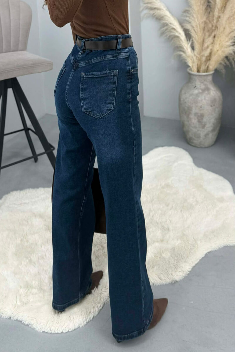 ONE COLOR BELT DETAIL SIMPLE WOMEN JEANS BLUE/BLU - 3