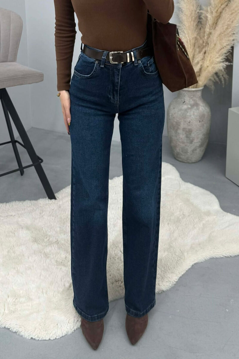 ONE COLOR BELT DETAIL SIMPLE WOMEN JEANS BLUE/BLU - 1